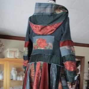 New Katwise-Inspired velvet and brocade upcycled One Of A Kind coat Size Small